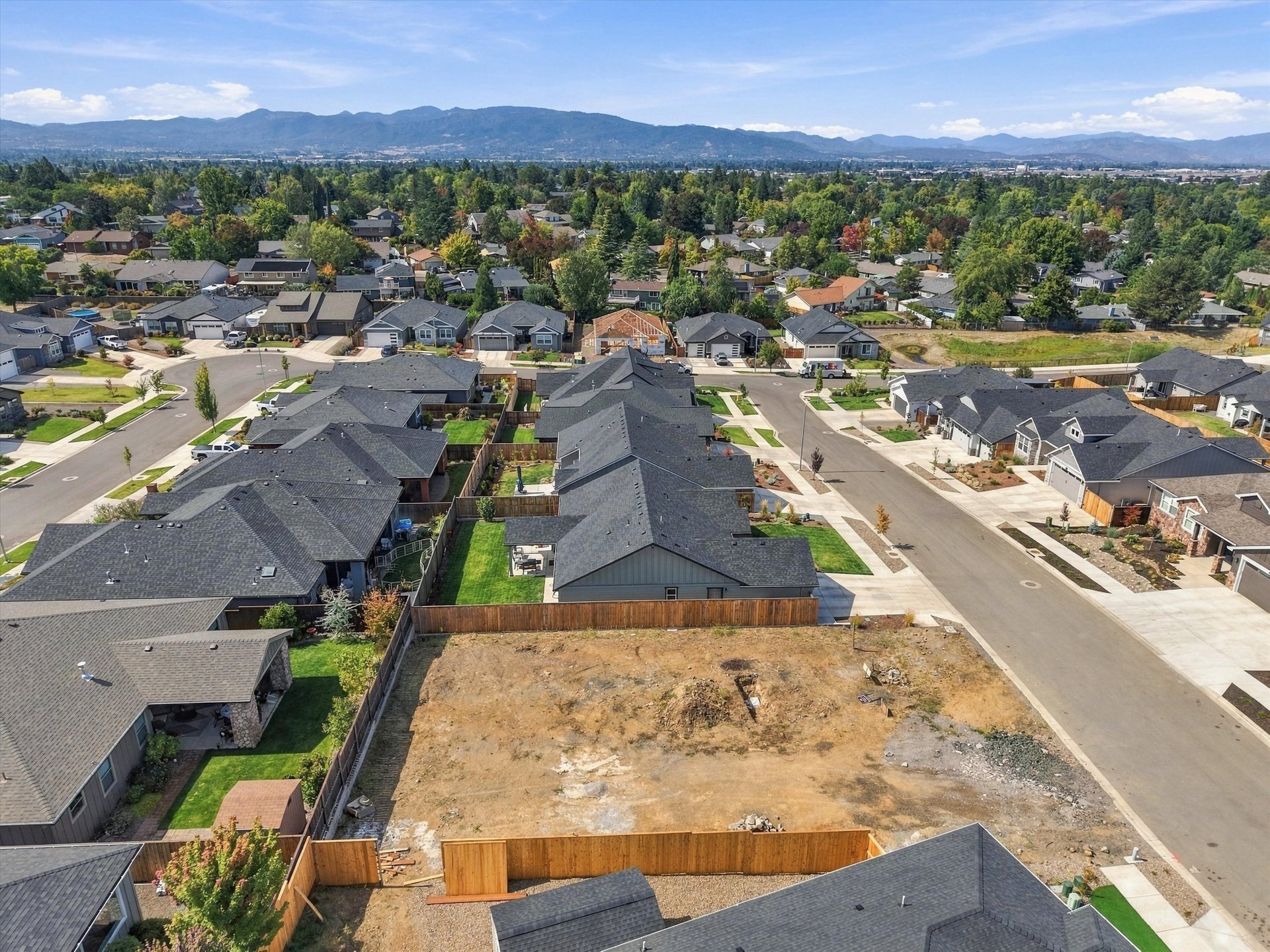 3075 Umpqua Drive from above, curb and sidewalk already in